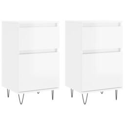 Berkfield Home Sideboards 2 pcs High Gloss White 40x35x70 cm Engineered Wood - Size: 40 x 35 x 70 cm - thumbnail 3