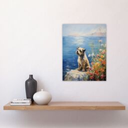 "Artery8 Border Terrier On Coastal Cliff Claude Monet Style Dog Oil Painting Unframed Wall Art Print Poster Home Decor Premium - Size: W12"" x H16""" - thumbnail 4