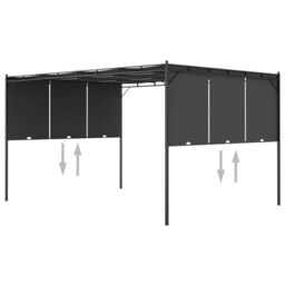 Berkfield Home Garden Gazebo with Side Curtain 4x3x2.25 m Anthracite in Black - thumbnail 6