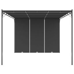 Berkfield Home Garden Gazebo with Side Curtain 4x3x2.25 m Anthracite in Black - thumbnail 2
