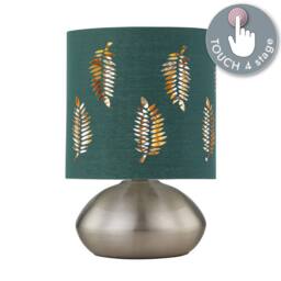 First Choice Lighting Set of 2 Jenson - Brushed Chrome Touch Table Lamps Green Fern Shade in Silver - thumbnail 6