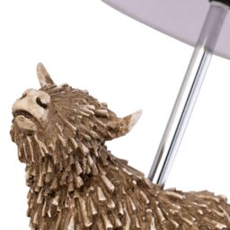 First Choice Lighting Set of 2 Angus - Highland Cow Table Lamps With Oatmeal Linen Shade in Cream - thumbnail 6