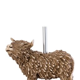 First Choice Lighting Set of 2 Angus - Highland Cow Table Lamps With Oatmeal Linen Shade in Cream - thumbnail 5