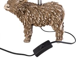 First Choice Lighting Set of 2 Angus - Highland Cow Table Lamps With Oatmeal Linen Shade in Cream - thumbnail 4