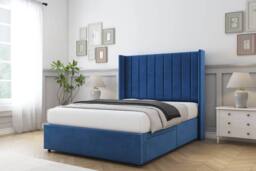 "Sloomy Falcon Plush Divan Base 2 Drawers Foot-End-54"" Wingback Headboard in Blue - Size: King" - thumbnail 3