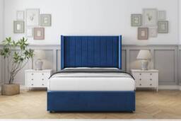 "Sloomy Falcon Plush Divan Base 2 Drawers Foot-End-54"" Wingback Headboard in Blue - Size: King" - thumbnail 2