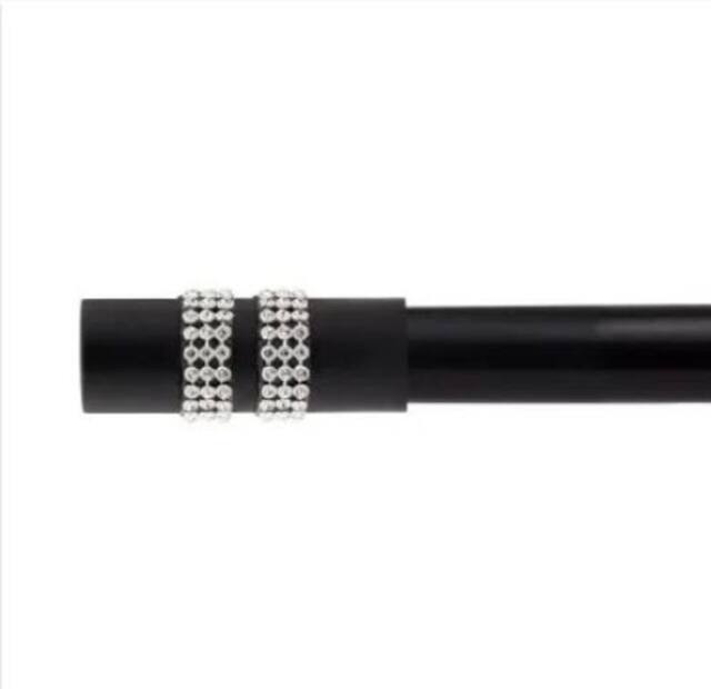 New Edge Blinds 16-19mm Sparkle Extendable Eyelet Metal Curtain Pole Set in Black - Size: 160 cm - image 1
