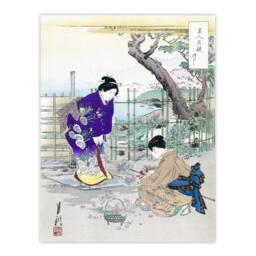 Artery8 Ogata Gekko Framed Wall Art Print Flower Arranging In The Garden in Purple - Size: A4 - thumbnail 3