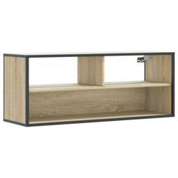 Berkfield Home TV Cabinet Sonoma Oak 100x31x39.5 cm Engineered Wood & Metal in Brown - thumbnail 2