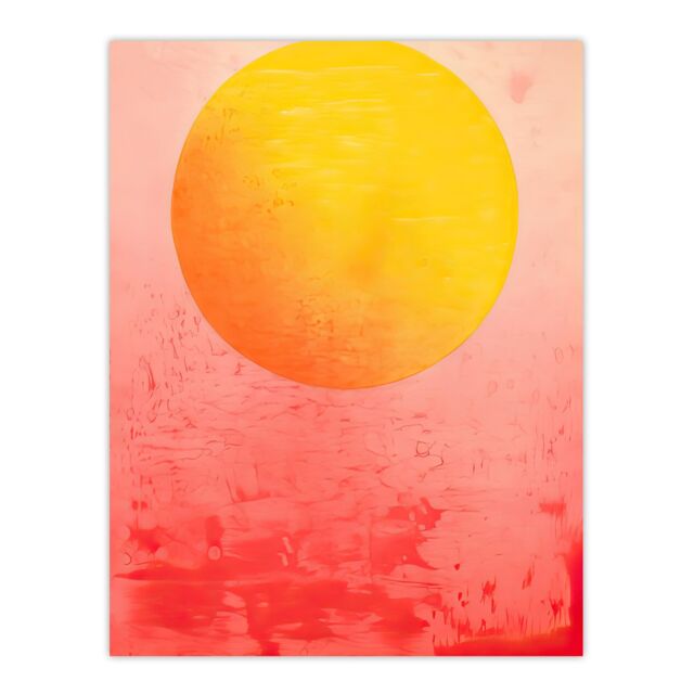 "Artery8 Wall Art Print Sunset Sun Vibrant Orange & Pink Minimalist Abstract Painting Poster - Size: W18"" x H24""" - image 1