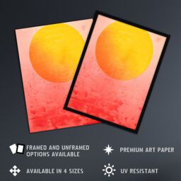 "Artery8 Wall Art Print Sunset Sun Vibrant Orange & Pink Minimalist Abstract Painting Poster - Size: W18"" x H24""" - thumbnail 2