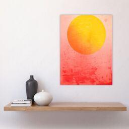 "Artery8 Wall Art Print Sunset Sun Vibrant Orange & Pink Minimalist Abstract Painting Poster - Size: W18"" x H24""" - thumbnail 4