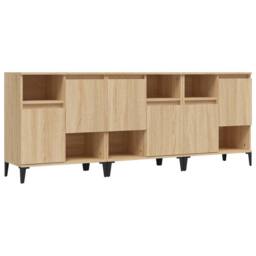 Berkfield Home Sideboards 3 pcs Sonoma Oak 60x35x70 cm Engineered Wood in Light Brown - Size: 60 x 35 x 70 cm - thumbnail 1