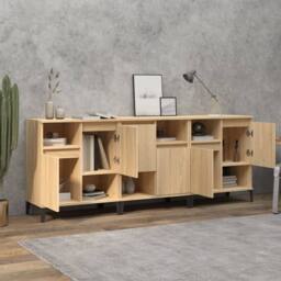 Berkfield Home Sideboards 3 pcs Sonoma Oak 60x35x70 cm Engineered Wood in Light Brown - Size: 60 x 35 x 70 cm - thumbnail 3