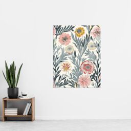 "Artery8 Carnation Flowers Artwork Bright Garden Floral Wall Art Print in Blue - Size: W24"" x H32""" - thumbnail 4