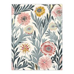 "Artery8 Carnation Flowers Artwork Bright Garden Floral Wall Art Print in Blue - Size: W24"" x H32""" - thumbnail 1