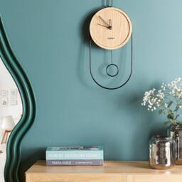 Wyld and Coco Pendulum Wall Clock Light Brown MDF and Metal 20x45 cm - thumbnail 1