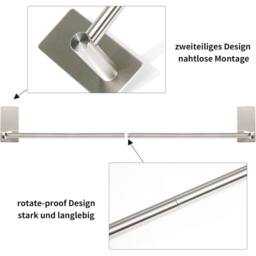 EONLION 60cm Adhesive No Drilling Towel Holder Rail Bar in Silver - Size: 180 cm width x 180 cm drop - thumbnail 5