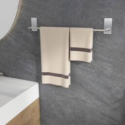 EONLION 60cm Adhesive No Drilling Towel Holder Rail Bar in Silver - Size: 180 cm width x 180 cm drop - thumbnail 6
