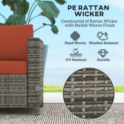 OUTSUNNY Rattan Wicker 2-seat Sofa Loveseat Padded Garden Furniture in Grey - thumbnail 4