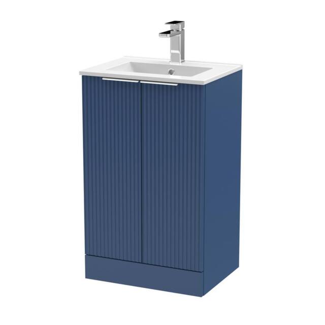 Balterley Tixall Fluted 2 Door Vanity Basin Unit, Satin Blue, 500mm in Blue - image 1