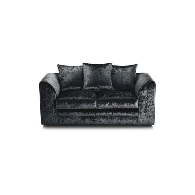 LUXURY LIFE Dylan Crushed Velvet Fabric 2 Seater Sofa in Black - image 1