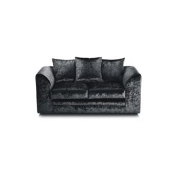 LUXURY LIFE Dylan Crushed Velvet Fabric 2 Seater Sofa in Black - thumbnail 1