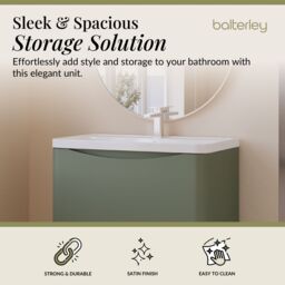 Balterley Floor Standing 2 Drawer Bathroom Vanity Unit & Basin, Green, 755mm in Green - thumbnail 3