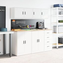 Berkfield Home Garage Wall Cabinets 2 pcs White Engineered Wood - thumbnail 4