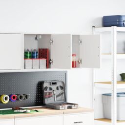 Berkfield Home Garage Wall Cabinets 2 pcs White Engineered Wood - thumbnail 2