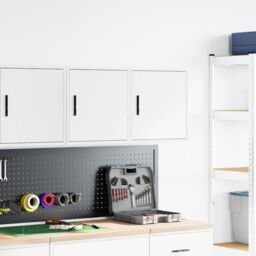 Berkfield Home Garage Wall Cabinets 2 pcs White Engineered Wood - thumbnail 3