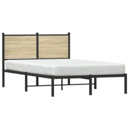 Berkfield Home Metal Bed Frame without Mattress Sonoma Oak 120x200 cm in Brown - Size: Small Double - thumbnail 4