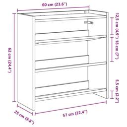 Berkfield Home Shoe Rack Grey Sonoma 60x25x62 cm Engineered Wood - Size: 60 x 25 x 62 cm - thumbnail 9