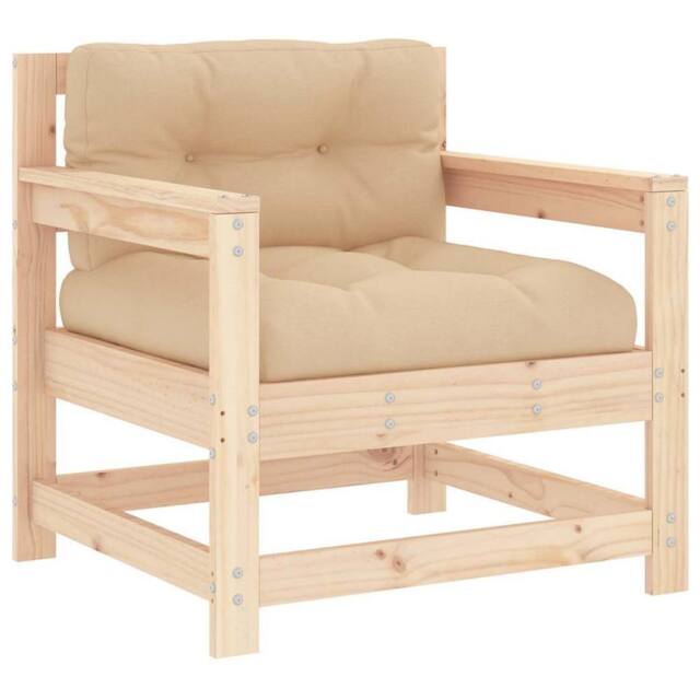 Berkfield Home Beautiful Garden Chairs with Cushions 2 pcs Solid Wood Pine in Light Tan - image 1