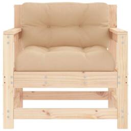 Berkfield Home Beautiful Garden Chairs with Cushions 2 pcs Solid Wood Pine in Light Tan - thumbnail 4