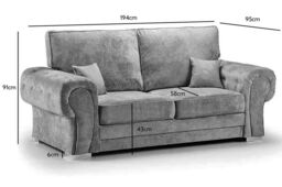 Furniture 786 Chingford Full Back 3 Seater Sofa Chenille Fabric in Grey - thumbnail 2