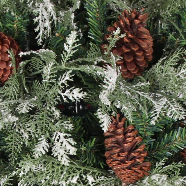 Berkfield Home Beautiful Christmas Tree with Pine Cones Green & White 225 cm PVC&PE - image 1