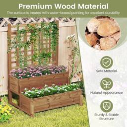 VOGREX 2-Tier Wooden Raised Garden Bed in Brown - thumbnail 5