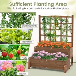 VOGREX 2-Tier Wooden Raised Garden Bed in Brown - thumbnail 4