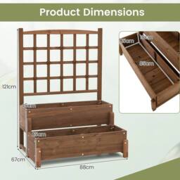 VOGREX 2-Tier Wooden Raised Garden Bed in Brown - thumbnail 3