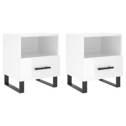 Berkfield Home Bedside Cabinets 2 pcs High Gloss White 40x35x47.5 cm Engineered Wood - thumbnail 2