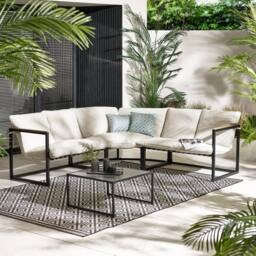 FurnitureboxUK Hydra Metal 5 Seat Outdoor Garden Sofa Set in Cream - thumbnail 1