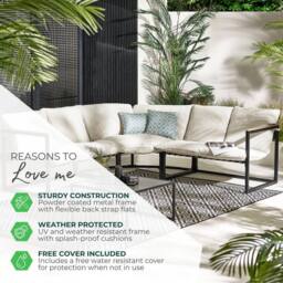 FurnitureboxUK Hydra Metal 5 Seat Outdoor Garden Sofa Set in Cream - thumbnail 9