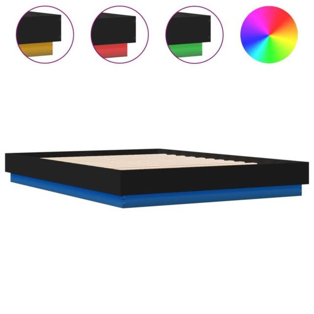 Berkfield Home Bed Frame with LED without Mattress Black 150x200 cm King Size - image 1