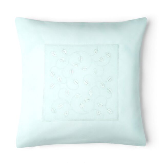 Intimates Green Embroidered Taffeta Cushion, Zippered Square 43x43 - Size: 43 cm x 43 cm