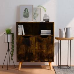 Berkfield Home Sideboard Smoked Oak 60x30x72 cm Engineered Wood in Brown - Size: 60 x 30 x 72 cm - thumbnail 2