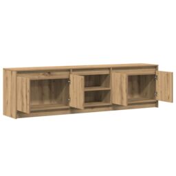 Berkfield Home TV Cabinet with LED Strip Lights with Storage with Door Brown 180 x 34 x 50 cm - thumbnail 5