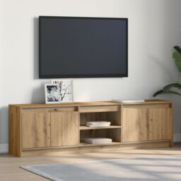 Berkfield Home TV Cabinet with LED Strip Lights with Storage with Door Brown 180 x 34 x 50 cm