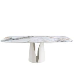 Angel Cerda Oval Porcelain Marble Dining Table, White Steel Legs - thumbnail 2