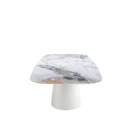 Angel Cerda Oval Porcelain Marble Dining Table, White Steel Legs - thumbnail 6